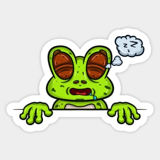 Frog Cartoon With Sleep Face Expression Sticker